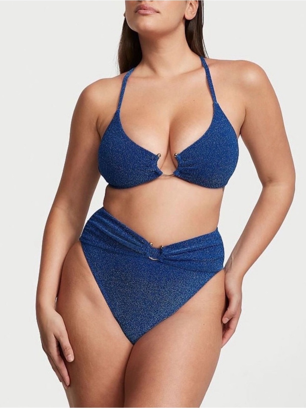 💙 Victoria's Secret Diver Blue Metallic High Waisted Bikini Set 💙